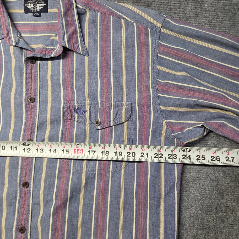 Vintage 1991 Dockers Shirt Mens L Striped Long Sleeve 90s Cotton Preppy Grandpa - Picture 9 of 14
